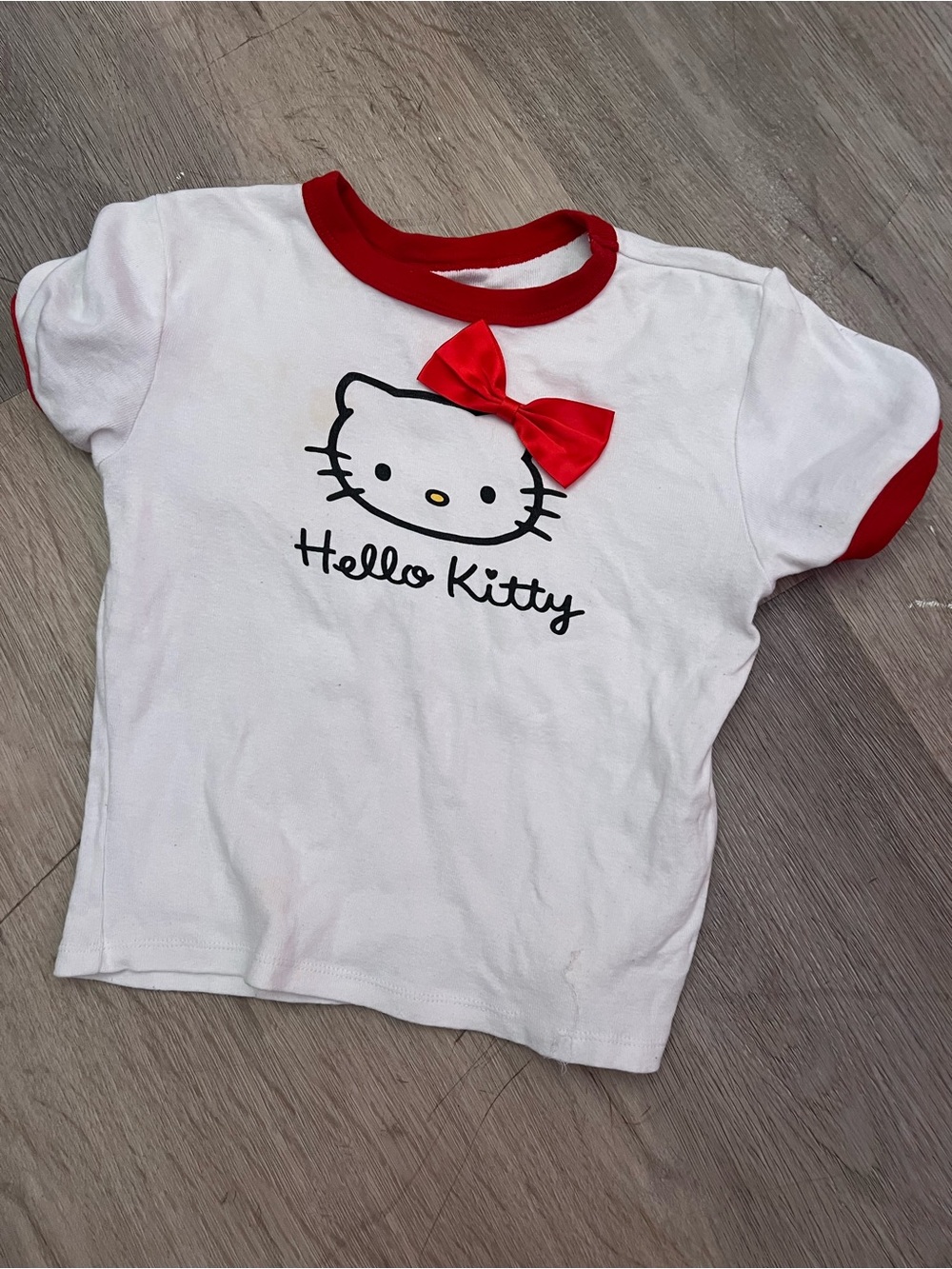 Hello Kitty White Tee with Red Bow Accent